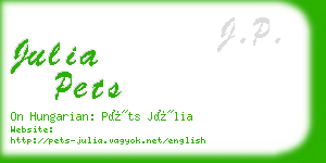 julia pets business card